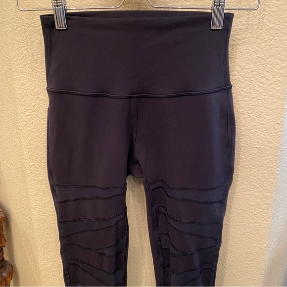 LULULEMON Women Black Wunder Under Tech Mesh Athletic Leggings Size 4 - Picture 2 of 8